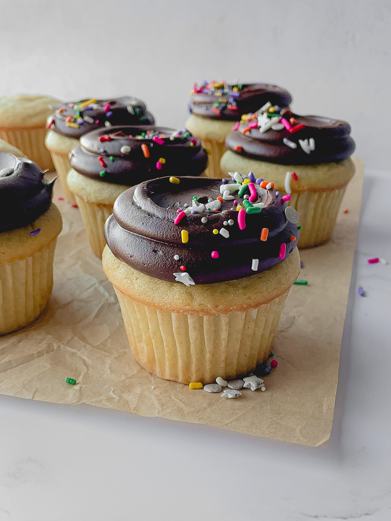 Vanilla Cupcakes with Chocolate Frosting